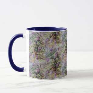 Vintage Amerikansk Wisteria Lila Blommor Blommig Mugg