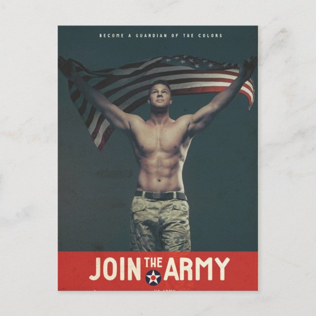 Vintage Amerikanska arméns Flagga Vykort (Framsida)