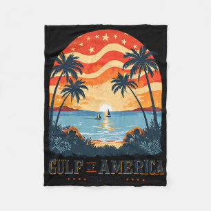 Vintage Amerikanska Bukt-stranden Bukt av USA Ame Fleecefilt
