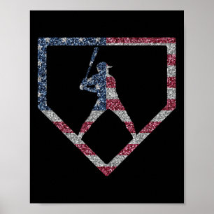 Vintage Amerikanska Flagga Baseball Drip Boys Poster