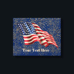 Vintage Amerikanska Flagga med Guld Glitter Firewo Canvastryck<br><div class="desc">En patriotisk vintage amerikansk Flagga ställs mot en sparsam bakgrund fylld med fyrverkerier från guld glitter. Denna röda, vita och blå utformning är perfekt för den 4 juli eller något annat amerikanskt sommar firande. Personligen kan göras med namnet initialer eller anpassningsbar genom att klicka på texten eller knappen "lägg till...</div>
