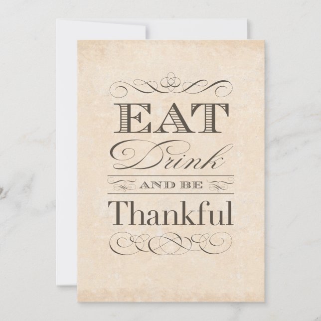 Vintage Amerikanska Thanksgivingens middagsinbjudn Inbjudningar (Framsida)