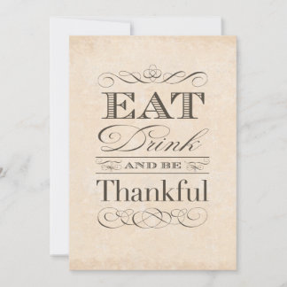 Vintage Amerikanska Thanksgivingens middagsinbjudn Inbjudningar
