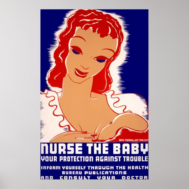 Vintage Amning Sjukdomen Baby Poster (Framsidan)