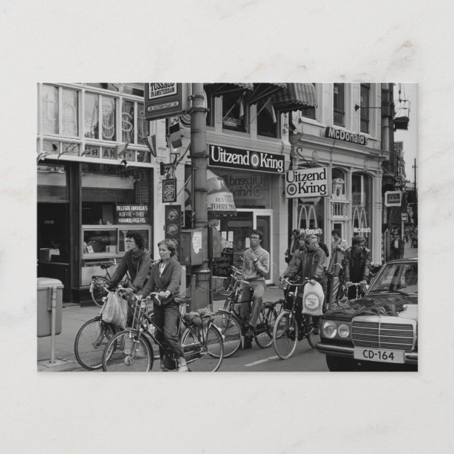 Vintage Amsterdam Holland Bikers Vykort (Framsida)