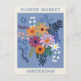 Vintage Amsterdam Holland Flower Market Travel Vykort