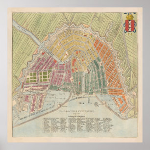 Vintage Amsterdam Karta (1835) Poster