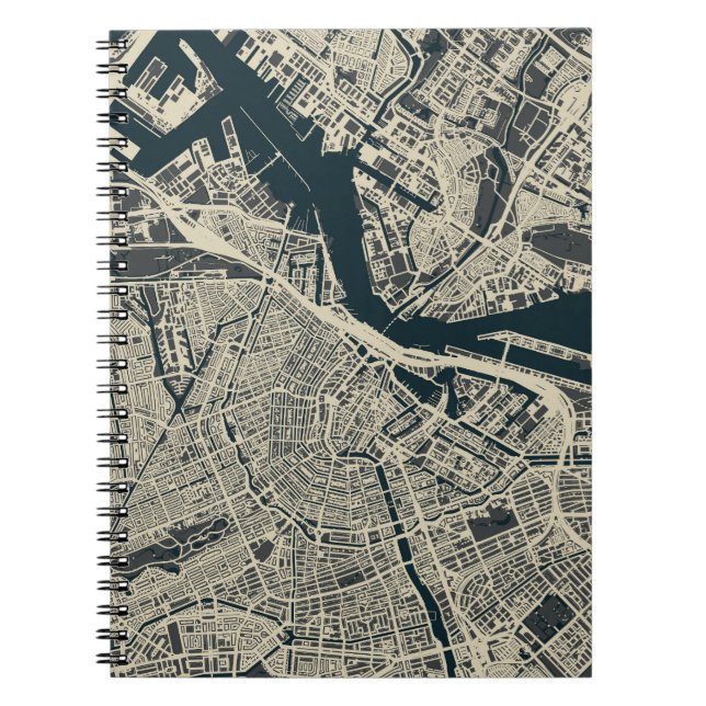 Vintage Amsterdam Karta: Retro Minimalist Anteckningsbok (Framsidan)