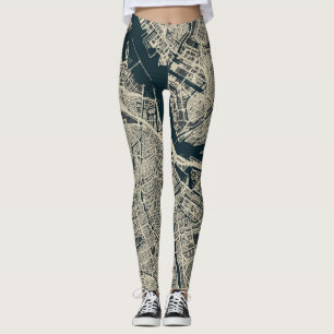 Vintage Amsterdam Karta: Retro Minimalist Leggings
