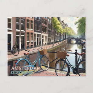 Vintage Amsterdam Keizersgracht Bicycle Vykort