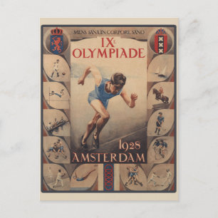 Vintage Amsterdam, Nederländerna, olympiaden Vykort