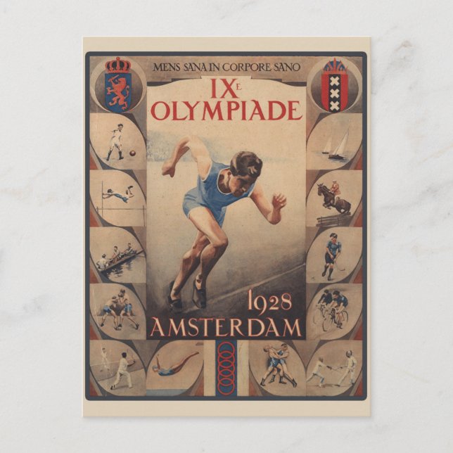 Vintage Amsterdam, Nederländerna, olympiaden Vykort (Framsida)