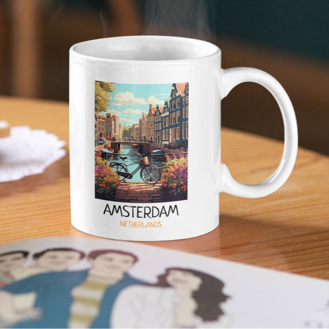 Vintage Amsterdam Netherlands Painting Kaffemugg (Vintage Amsterdam Netherlands Painting Coffee Mug)