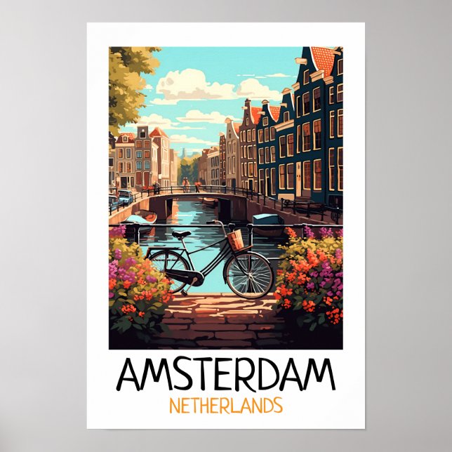 Vintage Amsterdam Netherlands Painting Poster (Framsidan)