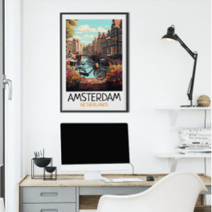 Vintage Amsterdam Netherlands Painting Poster