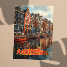 Vintage Amsterdam Netherlands Travel Vykort