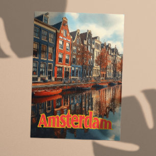 Vintage Amsterdam Netherlands Travel Vykort