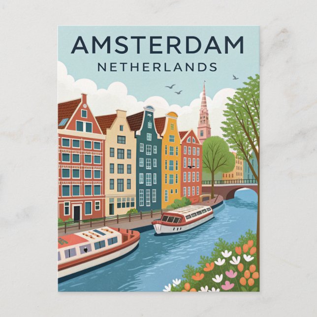 Vintage Amsterdam Resa Vykort (Framsida)