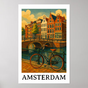 Vintage Amsterdam - Retro Travel Design Poster
