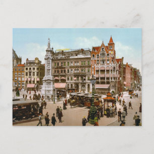 Vintage Amsterdam, Trams in Dom Plat Vykort