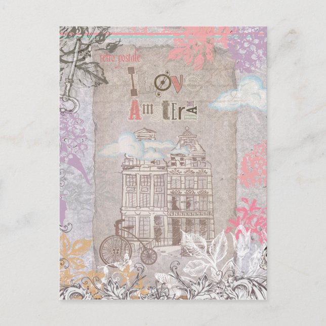 Vintage Amsterdams vykort (Framsida)