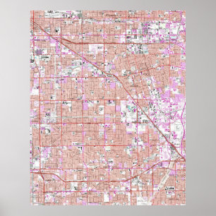 Vintage Anaheim & Garden Grove CA Karta (1965) Poster