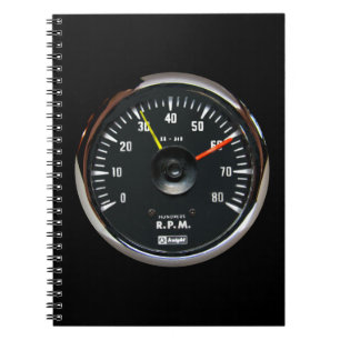 Vintage Analog Auto Tachometer-dator Anteckningsbok Med Spiral