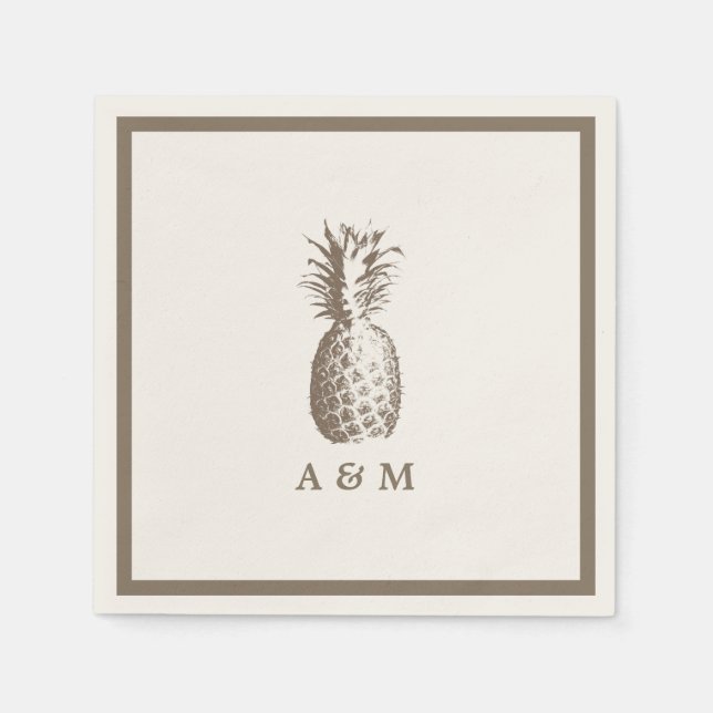 Vintage Ananas Bröllop Pappersservett (Framsidan)
