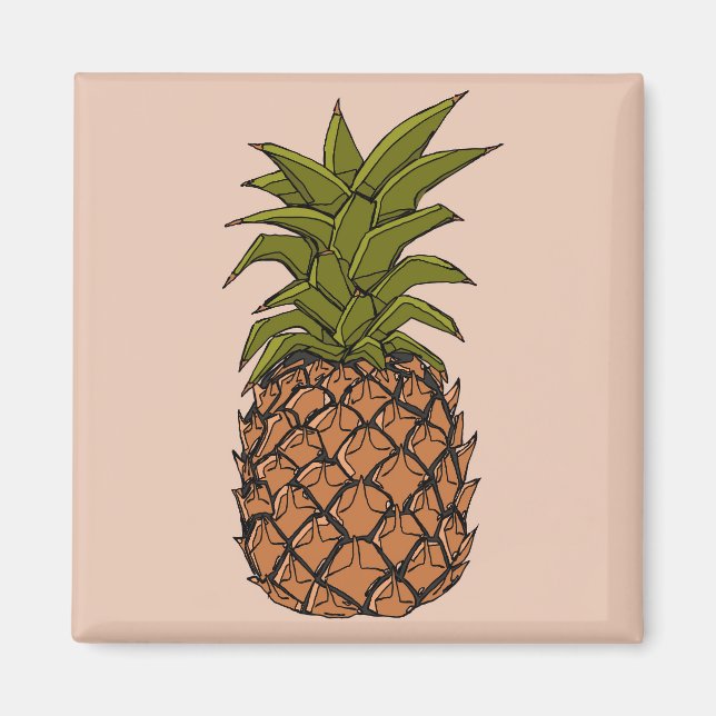 Vintage Ananas Frukt Magnet (Framsidan)