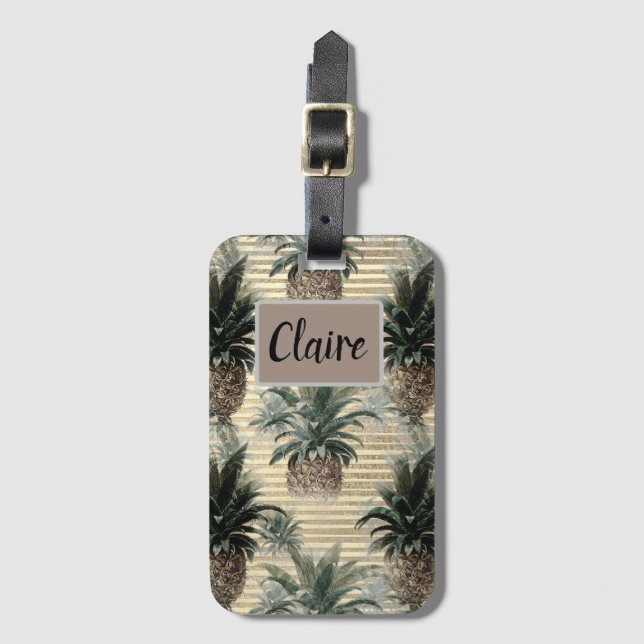 Vintage Ananas på guldgolvmoped Bagagebricka (Framsida vertikal)