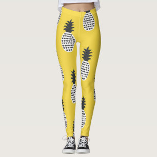 Vintage Ananas Roligt Sömlös illustration Leggings