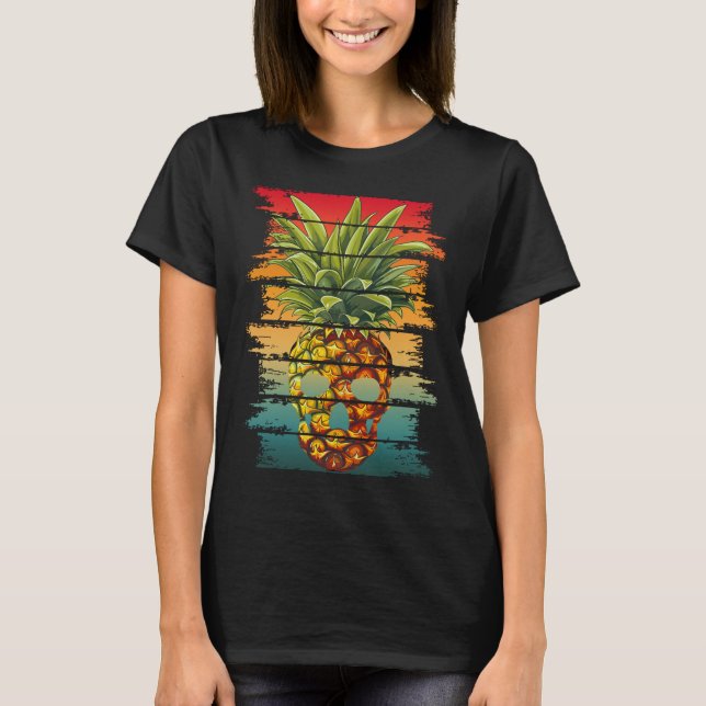 Vintage Ananas Skalle  T Shirt (Framsida)