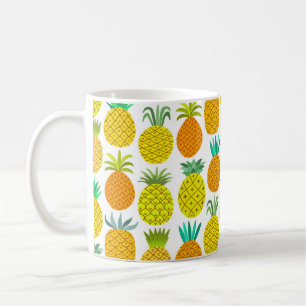 vintage ananas sömlös mönster isolerad på whi kaffemugg