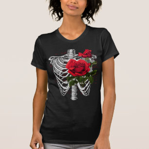Vintage Anatomi Ribs med Flowers T-Shirt
