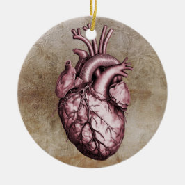 Vintage anatomical illustration of the human heart julgransprydnad keramik