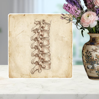 Vintage Anatomisk Ryggradsteckning Kakelplatta