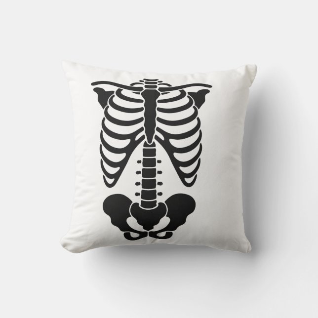 Vintage Anatomisk Skelett Bröstkorg Grafisk Gothic Kudde (Framsida)