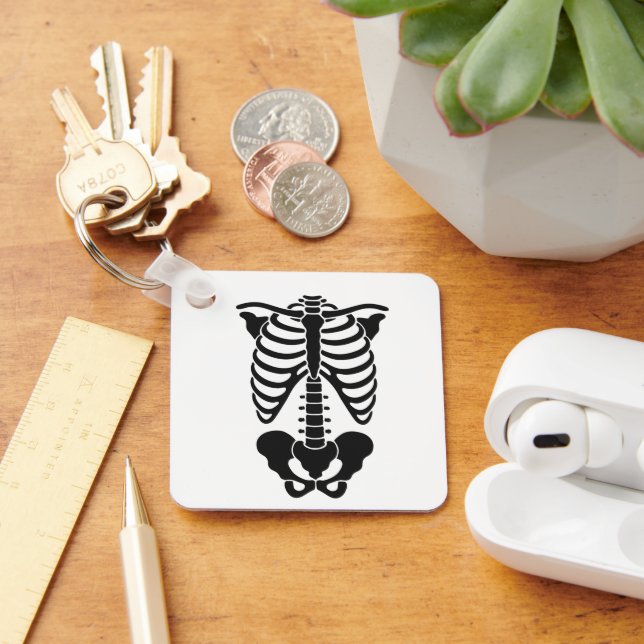 Vintage Anatomisk Skelett Bröstkorg Grafisk Gothic Nyckelring (Skrivbord)