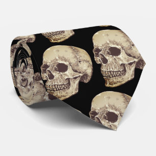 Vintage Anatomiska Döskallar på Black Neck Tie Slips