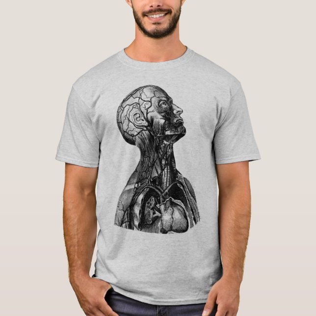 Vintage Anatomiskt illustration av överkroppen Tee (Framsida)
