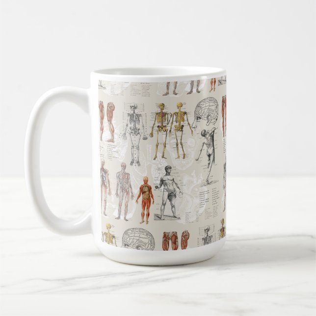 Vintage Anatomy Biology Illustrations Kaffemugg (Vänster)