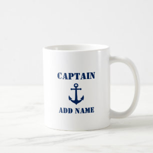 Vintage Anchor Blue Captain Namn eller Boat Namn Kaffemugg