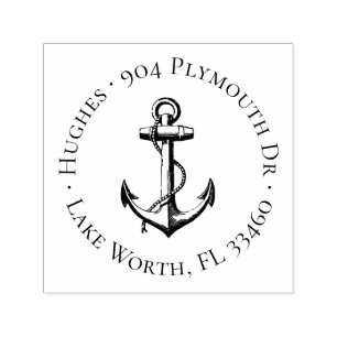 Vintage Anchor Circle Adress Frimärke Självfärgande Stämpel