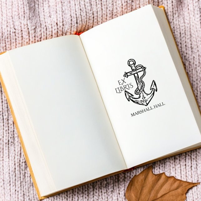 Vintage Anchor Ex Libris Bibliotek Stämpel (Skapare uppladdad)
