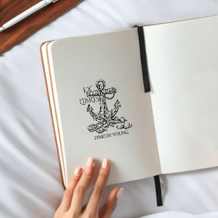 Vintage Anchor Ex Libris Bibliotek Stämpel