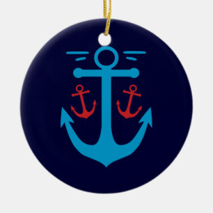 Vintage Anchor Julgransprydnad Keramik