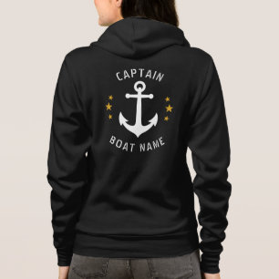 Vintage Anchor kapten Boat Namn Guld Star Black T Shirt