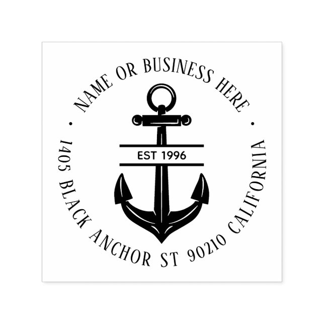 Vintage Anchor Marin Namn Returadress Självfärgande Stämpel (Design)