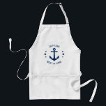 Vintage Anchor & Stars Kapten eller sjöflottan i N Förkläde<br><div class="desc">En Vintage Anchor & Stars med Personlig kapten eller annan avdelning och din Namn eller annan anpassningsbar i marinblått på en Vuxen BBQ-Chefs Apron. Gör en underbar gåva och konversation till biet för tillfälle.</div>