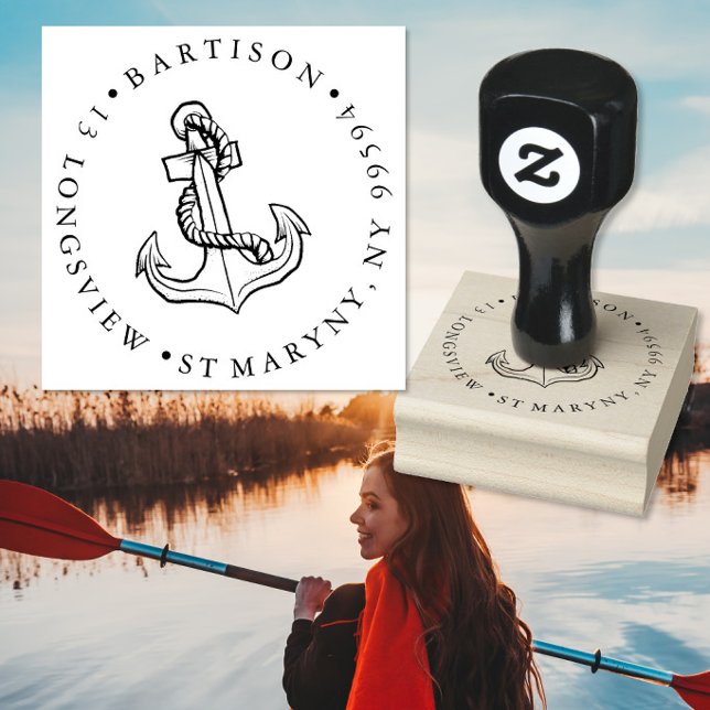 Vintage Anchor Tattoo Anpassad Returadress Stämpel (Skapare uppladdad)